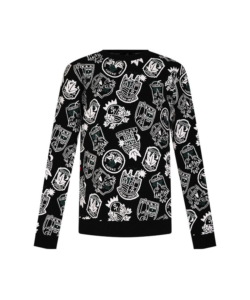 Castelbajac Men's Emblem Pattern Knit - Black