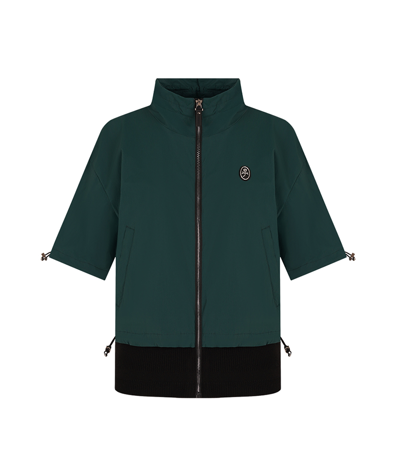 Women's String Zip-Up Short-Sleeve Vest - Green