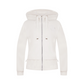 Women's Black Line Embroidery Point Mix Hooded Zip-Up - White