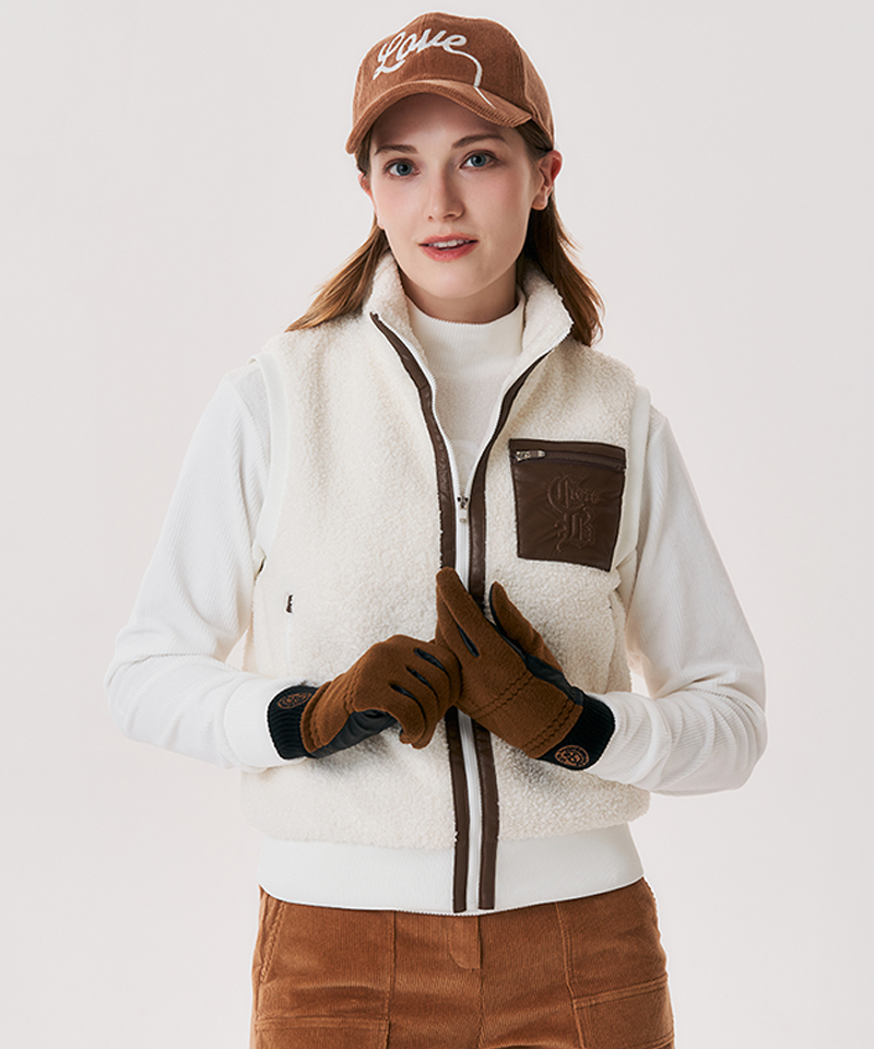 Castelbajac Women's Black Line Leather Pocket Point Pleated Vest - White