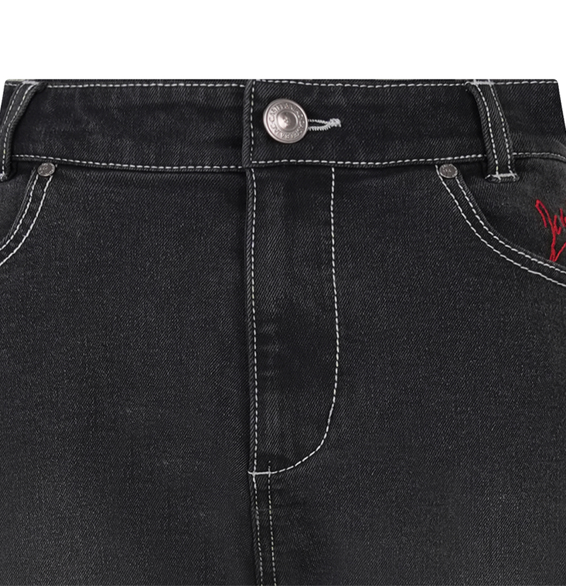 Castelbajac Men's Embossed Point Standard Denim Pants - Black