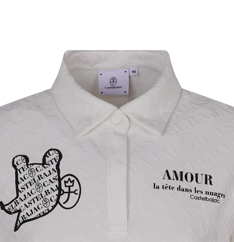 Women's Character Point Jacquard Collar T-Shirt - White