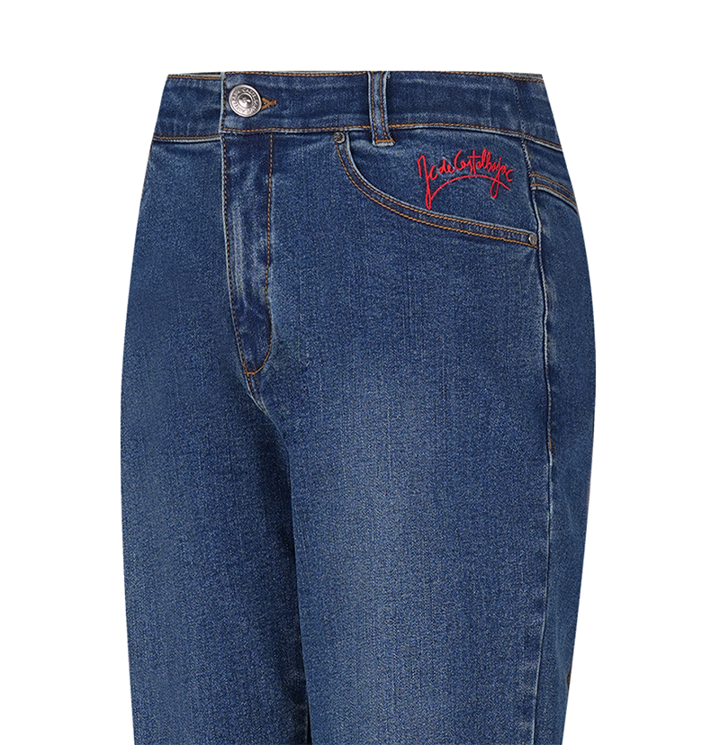 Castelbajac Men's Embossed Point Standard Denim Pants - Indigo