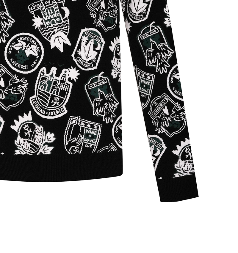 Castelbajac Men's Emblem Pattern Knit - Black