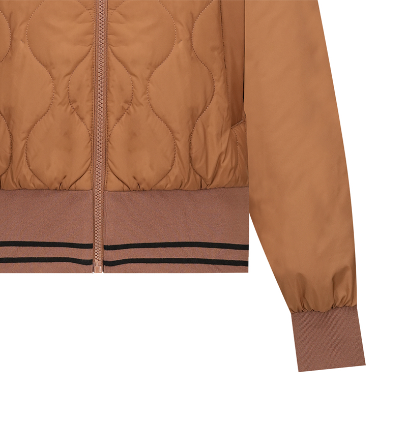 Women's Quilted Hooded Padded Jumper - Brown