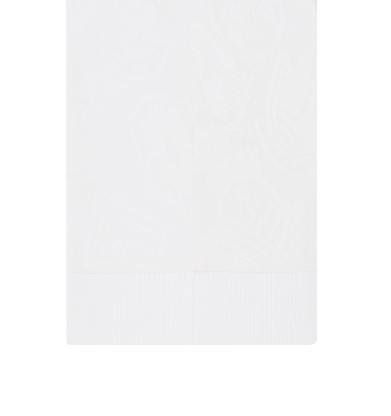 Women's Full-Length Pattern Color Block Collar T-Shirt - White